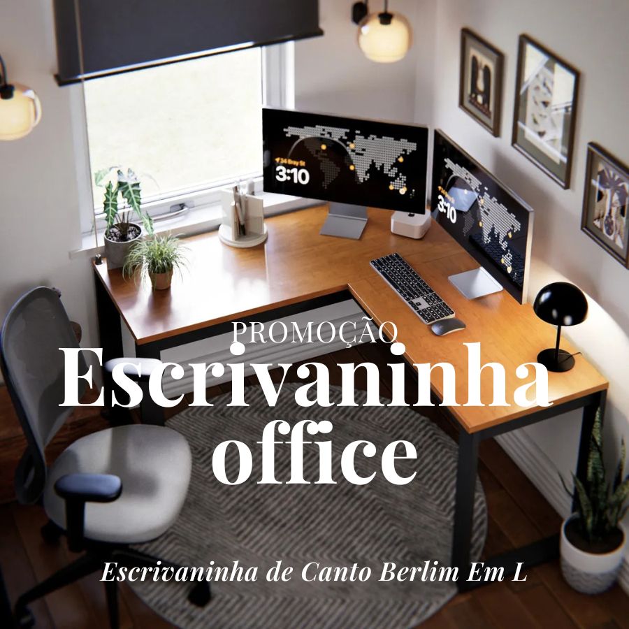 Mesa Escrivaninha Para Home Office Berlim Em L Estilo Industrial (Canela)